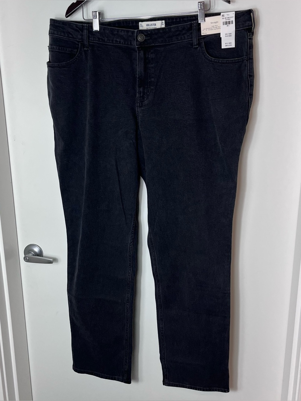 Hollister High Rise Straight Black NWT Jeans 20L 35W Denim Dark Wash